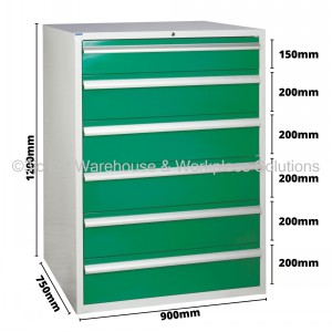 Euroslide Storage Cabinet 6 Drawer 1200mm